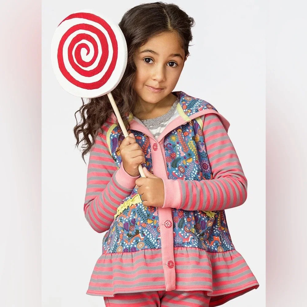 Matilda Jane size 2 Cuddle Me Button Up Sweatshirt Hoodie Jacket Fox Striped